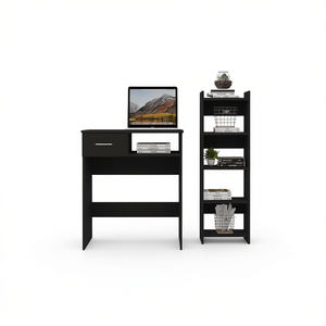 Treia Home Office Set da deposito E-SHOP supporto per vassoio per tastiera a cinque ripiani nero con Set da scrivania in due parti per Computer con un cassetto - Product Image 1