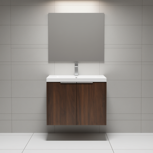 Meuble-lavabo de salle de bain 24 pouces finition noyer californien portes à fermeture douce design contemporain mural - Product Image 2