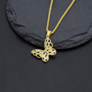Colgante de Mariposa y Flor Chapado en Oro de 24K para Joyería de Boda, Accesorios de Joyería para Mujer - Product Image 3