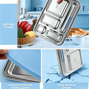 Aohea Leakproof Stainless Steel Lunch <b>Box</b> for <b>Kids</b> 304 Metal Bento <b>Box</b> for School Children Insulated Food <b>Storage</b> Container - Product Image 3