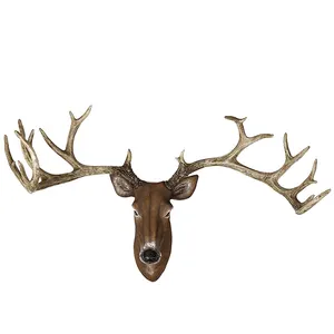 Wall Hanging Craft Wall Sculptures Stereo Elk Deer Head Statues Large Resin Home Decoration Animal as Pictures