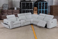Fauteuil inclinable de cinéma moderne en cuir véritable, extensible, avec éclairage LED, porte-gobelet et télécommande, robuste