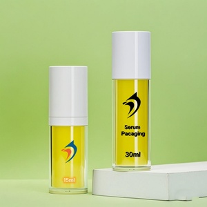 Flacon cosmétique sans air de haute qualité 30ml 15ml, flacon pompe sans air unique en acrylique rose pour l'emballage de crème solaire et de lotion - Product Image 2