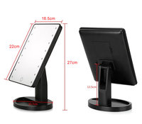 Nouveau miroir de bureau pliable à capteur tactile, finition argentée, avec 16 LED lumineuses, grossissement simple face et intensité réglable, du fabricant Newonly