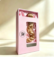 Boîte à perruques rigide haut de gamme personnalisée avec logo, fenêtre transparente en PVC et doublure en satin, emballage en gros pour perruques et mèches de cheveux naturels
