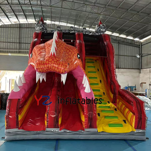 Toboggan aquatique <span class=keywords><strong>gonflable</strong></span> commercial modèle Dragons Breath avec <span class=keywords><strong>piscine</strong></span> en bâche, logo imprimé pour enfants - Product Image 2