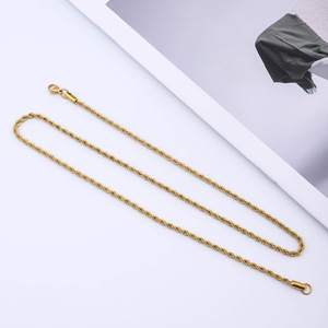 Electroplated Twisted <b>Rope</b> Link <b>Chain</b> Stainless Steel Multi‑Tone Unisex Plain Necklace Daily Outfit Bulk Supply - Product Image 3