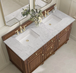 <span class=keywords><strong>Mobile</strong></span> <span class=keywords><strong>Bagno</strong></span> Classico in Noce Stile Mid-century Personalizzato <span class=keywords><strong>con</strong></span> Top in Quarzo e Doppio Lavabo in Ceramica <span class=keywords><strong>da</strong></span> 60'' - Product Image 5