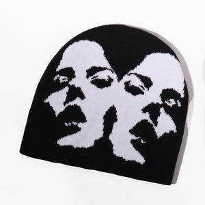 뜨거운 판매 이미지 패턴 니트 비니 간단한 패션 캐주얼 믹스 가을과 겨울 야외 추운 날씨 따뜻함 - Product Image 3