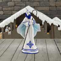 Figurine en résine peinte à la main, écologique, bleu et blanc, représentant un Scribe, accessoire de crèche, sculpture, décoration d'intérieur catholique chrétienne, artisanat
