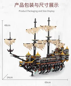 Ensemble de blocs de construction de <span class=keywords><strong>bateau</strong></span> <span class=keywords><strong>pirate</strong></span> impérial <span class=keywords><strong>des</strong></span> <span class=keywords><strong>Caraïbes</strong></span>, 2294 pièces, modèle de navire amiral compatible 71042, jouet de construction en plastique pour tous les âges - Product Image 4