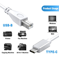 Adaptor Piano USB C kabel Printer Tipe C Micro us ke USB 2.0 tipe B Kabel pemindai Printer untuk printer