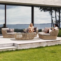 Ensemble de canapés d'extérieur en rotin PE moderne, structure en aluminium avec coussins imperméables, meubles en osier pour patio, balcon, villa