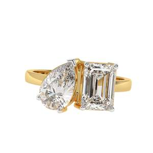 Nuevo Anillo de Compromiso Solitario con Diamante Cultivado en Laboratorio, Corte Esmeralda, OEM/ODM, Personalizado, Oro Sólido de 14K/18K/22K, Lujoso, para Mujer, Certificado con Láser - Product Image 1