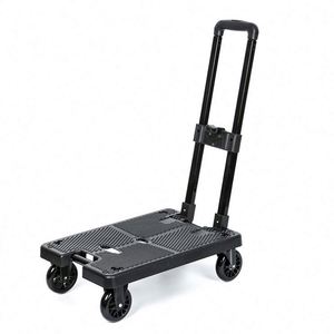 Carretilla Plegable Ergonómica con Mango de Hierro, Carro de Equipaje Portátil de 4 Ruedas con Diseño de Carga de 100 kg - Product Image 1