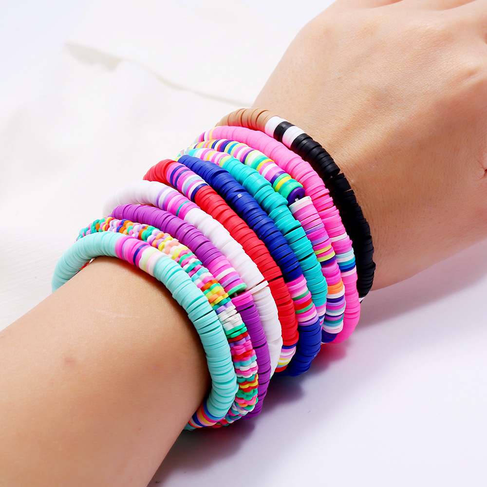 Boho Blackstone Polímero Disco Disco De Arcilla Pulsera Surf Boho Blackstone Polímero Disco Disco De Arcilla Pulsera Surf