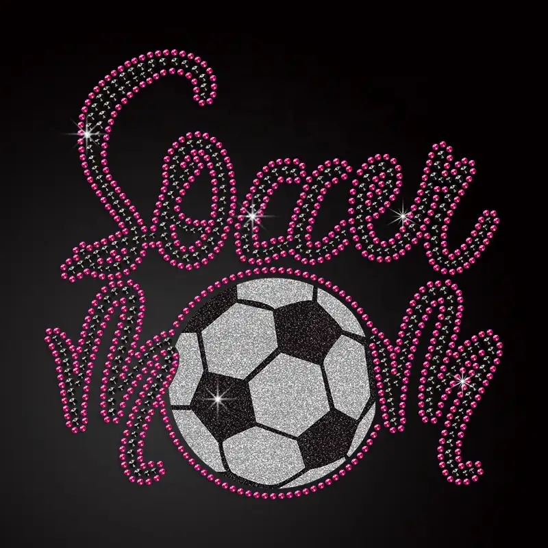 Hersteller Magic Show Fußball Mutter Strass Glitter Eisen auf Transfer Wärme übertragung Logo