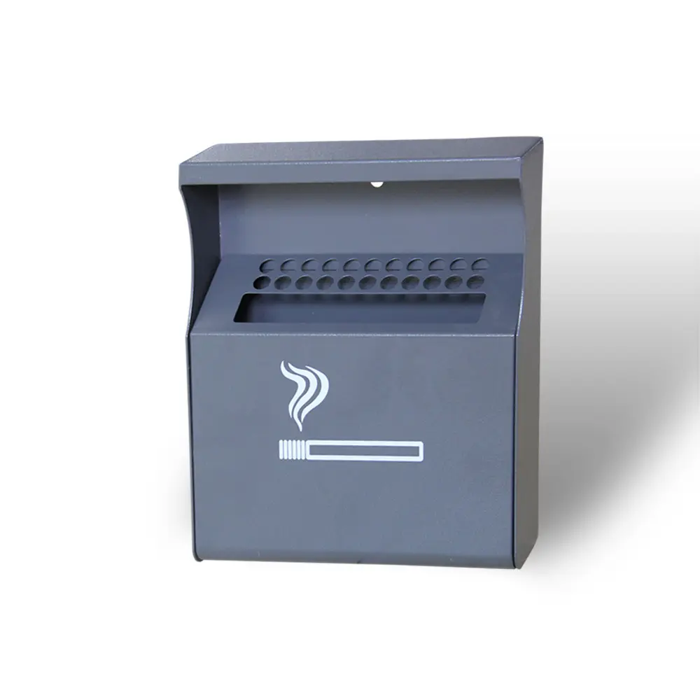 square cigarette bin metal ash tray outdoor ashtray in steel wall mounting supplied with key to