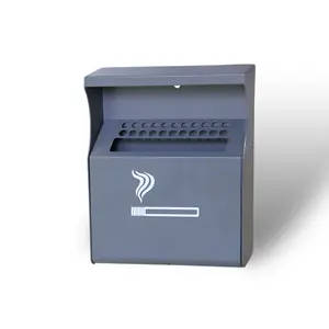 Square Cigarette Bin Metal Ash Tray Outdoor Ashtray In Steel Wall Mounting Supplied With Key To
