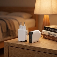 Pengisi Daya GaN 45W dengan Dua Port USB-C, Pengisi Daya Dinding dengan PPS QC3.0 SCP PD Pengisian Cepat, Colokan EU untuk iPhone 15 14 Samsung Ponsel Android