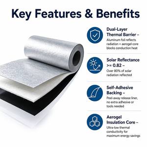 Feuille de toiture en aluminium auto-adhésive en aérogel, imperméable et isolante, épaisseur 1,5 mm, pour structure en acier de entrepôt de pneus - Product Image 2