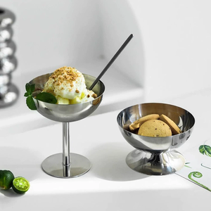 Gobelets à glace en acier inoxydable 304 (à pied haut, à pied bas), verres à dessert, à <span class=keywords><strong>vin</strong></span> ou à cocktail pour l'usage quotidien et les réceptions décontractées - Product Image 3
