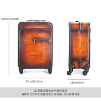 Valise de voyage d'affaires Maluote en cuir véritable première couche, 20 pouces, avec fermeture éclair et poignée télescopique, design rétro