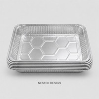 Barquettes jetables en aluminium demi-format peu profondes, robustes, pour buffet traiteur et plats à emporter