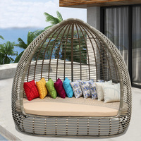 Meubles de jardin modernes de luxe en rotin PE, canapé en aluminium, lit de repos, fauteuil nid d'oiseau pour cour et villa