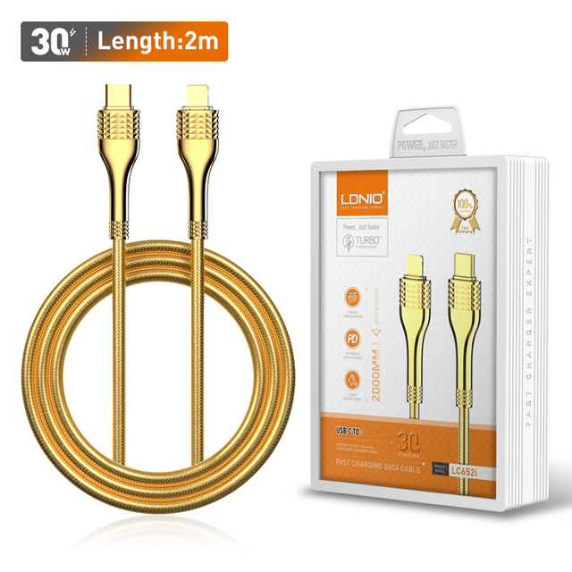 LDNIO Newest LC651I 1m 30W Type-C Cable Support PD30W Fast Charging Mobile Phone Charger Data Cables