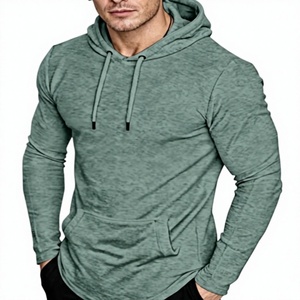 Sudadera con capucha deportiva de manga larga para hombre, estilo atlético, ajustada, informal, con logo personalizado, colores sólidos. - Product Image 4