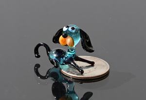 Glass Dog Figurine Blue Black Mini Animal Decor Tabletop Vase <b>Desk</b> Accessory Contemporary Design Single Piece - Product Image 2