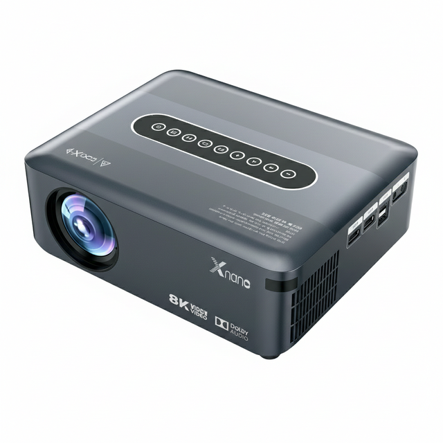 Voice Control LED Home Projector 1080P Android 9 Dual Band WiFi for for Audio Keystone 8K Decoding