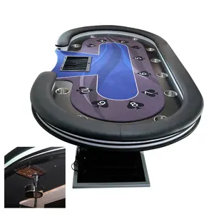 2023 lumière LED table de roulette de jeu casino 94 pouces avec 10 sièges joueurs table de blackjack de luxe pour club de poker de casino