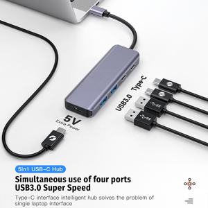Hubs USB C 2024 OEM/ODM 3.2, hub <span class=keywords><strong>5</strong></span> en 1 usb c, répartiteur de hub type c adaptateur usb 3.0 pour ordinateur portable - Product Image 2