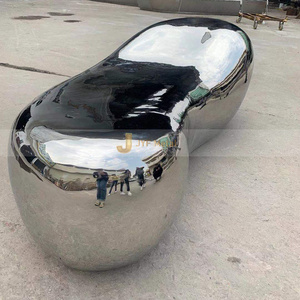 J074 Hôtel Lobby Art Décor Galet Métal Pierre Statue Abstraite En Acier Inoxydable Pavé Sculpture - Product Image 3