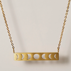 Moda 925 gioielli in argento sterling placcato oro 18 carati uomo donna ciondolo bar scava fuori la <span class=keywords><strong>collana</strong></span> <span class=keywords><strong>fasi</strong></span> <span class=keywords><strong>lunari</strong></span> - Product Image 2