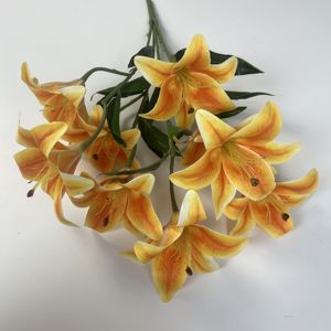 JH fabbrica nuovo Fashion Design matrimonio <span class=keywords><strong>fiori</strong></span> <span class=keywords><strong>di</strong></span> seta mazzo <span class=keywords><strong>di</strong></span> gigli A più teste giglio - Product Image 4