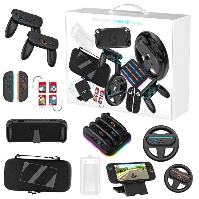 Switch2 Somatosensory Sports 15-in-1 All-in-one Boxed Set Ns2 Wired Charging Base Cosmetics Bag Stand Wired Game Accessories