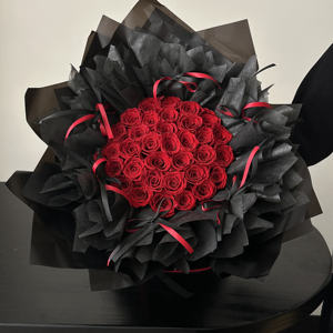 Bouquet de fleurs éternelles avec nœud papillon de style coréen Bouquet de forme ronde immortelle un cadeau de la Saint-Valentin préservé de qualité supérieure HDJ02 - Product Image 1