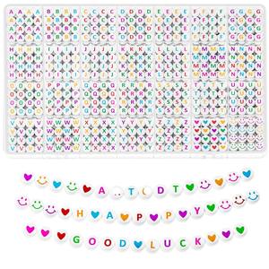En caja, 1400 Uds., cuentas acrílicas con letras, cuentas del alfabeto de la A-Z, Kit de bricolaje, joyería de resina plástica, pulseras, collares, llaveros, Blanco personalizado - Product Image 3