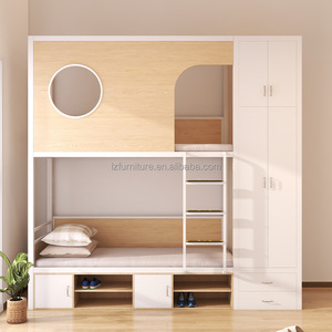 Youth Hostel Series Wooden Capsule Bunk Bed for 2 People Underbed Shoes Cabinets Side Stairs Durable Sleeping Pod - Product Image 6