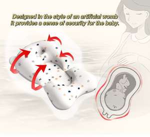 Coussin de bain pour bébé Tapis de <span class=keywords><strong>baignoire</strong></span> souple Coussin de bain antidérapant réglable Coussin de bain flottant confortable pour la peau de bébé 0-12 <span class=keywords><strong>mois</strong></span> - Product Image 6