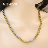 Parure de bijoux collier hip-hop pour homme collier et bracelet en acier inoxydable plaqué or 18 ct