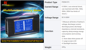 เครื่องทดสอบแบตเตอรี่ดิจิตอลวัดแรงดันไฟฟ้า PZEM-015จอแสดงผล0-200V 200A 0-60000W 0-1000 - Product Image 4