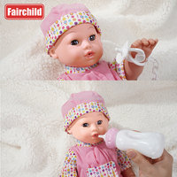 Pretend Feeding Set Hochwertige 14-Zoll-Modepuppe Stofftier 12 Sounds Reborn Dolls Rubber Newborn Baby Drink Water Pee Play