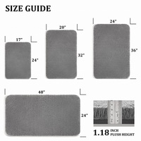 Tapis de bain super absorbant 100% polyester chenille, antidérapant, en microfibre, doux et moelleux, lavable en machine, tapis de sol