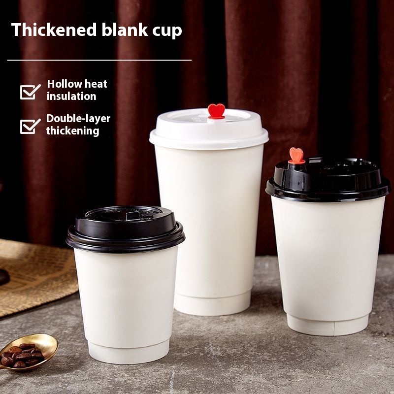 High Color Value Disposable Kraft Paper Cup Customizable Single Wall Double Layer Hollow PE Hot Drink Packaging for Coffee Milk