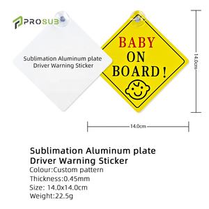 Señal de Advertencia para Auto de Prosub para Sublimación, Letrero de Aluminio en Blanco para Bebé a Bordo con Impresión Personalizada y Ventosa - Product Image 3