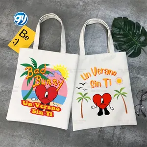 Un verano Sin ti album nhạc Túi vải thời trang túi xách lớn đơn giản cho nữ Túi đeo Vai Túi Tote sinh viên tái sử dụng